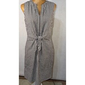 Vineyard Vines Gingham Dress Seersucker Tie Front Black White Picnic Size 8